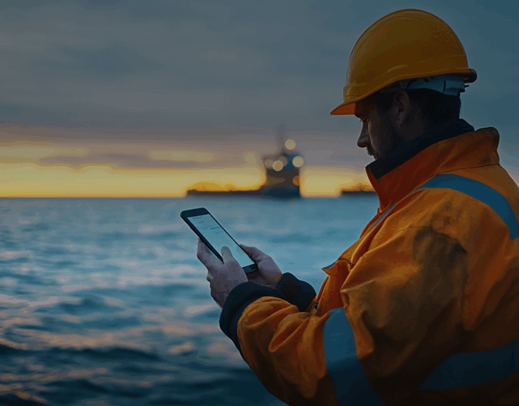 maritime worker using smartphone 1